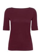 Cotton Boatneck Top Tops T-shirts & Tops Short-sleeved Lauren Ralph La...