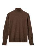 Mmrelena Highneck Knit Tops Knitwear Turtleneck Brown MOS MOSH