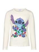 Tshirt Tops T-shirts Long-sleeved T-Skjorte Cream Lilo & Stitch