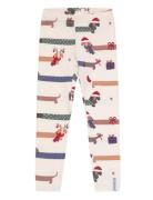 Bamboo Leggings Santa Dogs 65 74/80 Bottoms Leggings Cream Geggamoja