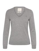 Extrafine Lambswool Blend V-Neck Tops Knitwear Jumpers Grey GANT