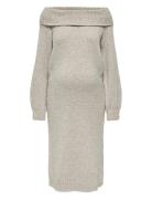 Olmmarie Ls Off Shoulder Dress Knt Dresses Knitted Dresses Grey Only M...