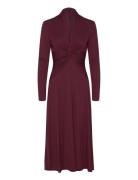 Twist-Front Stretch Jersey Dress Knælang Kjole Burgundy Lauren Ralph L...