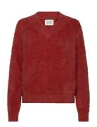 Fluffy V-Neck Relaxed Pullover Tops Knitwear Jumpers Red Scotch & Soda