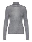 Mscally Roll Neck Long Sleeve Top Tops Knitwear Turtleneck Grey Minus