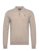 Merino Polo Knit Tops Knitwear Long Sleeve Knitted Polos Beige Morris