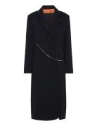 Straight Long Sleeve Coat, 2273 Cre Uldfrakke Frakke Black STINE GOYA