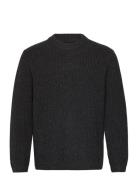 Boxy Wool Knit - Navy Tops Knitwear Round Necks Grey Garment Project