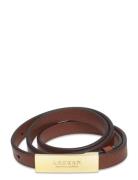 Logo Leather Skinny Belt Bælte Brown Lauren Ralph Lauren