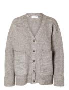 Slfalva Ls Knit Cardigan Tops Knitwear Cardigans Grey Selected Femme