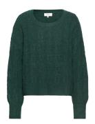 Cable Knit O-Neck Tops Knitwear Jumpers Green Rosemunde