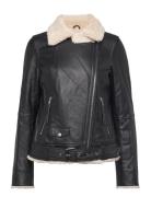 Bea Shearling Leather Biker Læderjakke Skindjakke Black Jofama