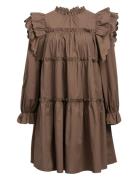 Objhope L/S Short Dress Div Kort Kjole Brown Object