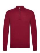 Lambswool Hzip Tops Knitwear Half Zip Jumpers Red Hackett London