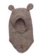 Wool Fullface W Ears Accessories Headwear Balaclava Brown Mikk-line