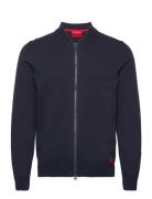 San Jaque-C Tops Knitwear Full Zip Jumpers Navy HUGO