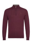 Merino John Zip Tops Knitwear Half Zip Jumpers Burgundy Morris