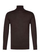 Merino Knit Roll-Neck Tops Knitwear Turtlenecks Brown Lindbergh