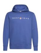 Printed Graphic Hoodie Tops Sweatshirts & Hoodies Hoodies Blue GANT