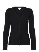 Long Rib Knit Cardigan Tops Knitwear Cardigans Black Monki