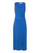 Midi-Dress With Draped Detail Knælang Kjole Blue Mango