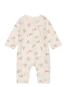 Jumpsuit Aop Langærmet Body Beige Fixoni