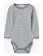 Wool Body L/S Lucca Bodies Long-sleeved Blue Wheat