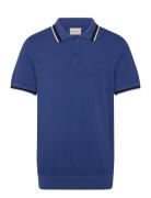 Cotton Pique Ss Polo Tops Knitwear Short Sleeve Knitted Polos Blue GAN...