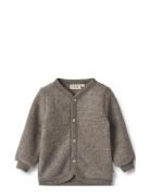 Wool Fleece Cardigan Kari Tops Knitwear Cardigans Brown Wheat