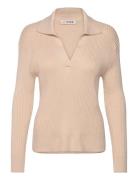 Freja Knit Blouse Tops Blouses Long-sleeved Beige A-View