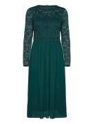 Joline Lace Dress Knælang Kjole Green Bubbleroom