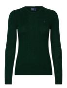 Cable-Knit Wool-Cashmere Sweater Tops Knitwear Jumpers Khaki Green Pol...