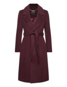 Belted Wool-Blend Wrap Coat Uldfrakke Frakke Burgundy Lauren Ralph Lau...