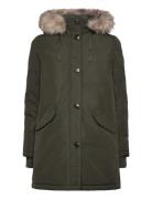 Faux-Fur-Trim Hooded Puffer Coat Foret Jakke Khaki Green Lauren Ralph ...