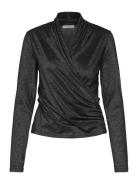 Beverlyiw Wrap Blouse Tops Blouses Long-sleeved Black InWear