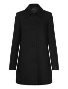 Straight-Fit Coat With Buttons Uldfrakke Frakke Black Mango