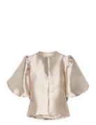 Cleo Pouf Sleeve Blouse Designers Blouses Short-sleeved Beige Malina