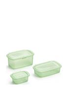 Silik Bokssæt, 3 Stk Home Kitchen Kitchen Storage Lunch Boxes Green Le...