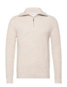 Man Chunky Rib Half Zip Designers Knitwear Half Zip Jumpers Beige Davi...