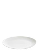 Relief - Ovalt Fad Porcelæn White 1 Stk 40X31 Cm Home Tableware Servin...