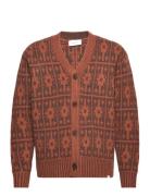 Ezra Heavy Jacquard Cardigan Tops Knitwear Cardigans Brown Les Deux