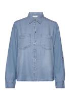 Blouse Denim Look Tops Shirts Denim Shirts Blue Tom Tailor