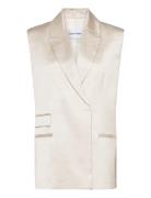 Shiny Viscose Tailored Vest Blazers Sleeveless Blazers White Calvin Kl...