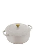 Cocotte 24 Cm, Cast Iron, Ivory-White Home Kitchen Pots & Pans Cassero...