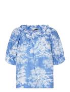 Bernie Blouse Designers Blouses Short-sleeved Blue Andiata