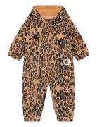 Leopard Fleece Sie Outerwear Fleece Outerwear Fleece Coveralls Beige M...