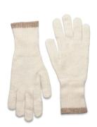 Gloves Knitted W Striped Edge Accessories Gloves Finger Gloves Cream L...