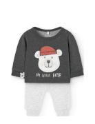 Set Knit For Baby Boy -Bci Sets Sets With Long-sleeved T-shirt Grey Bo...