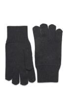 Cotton Cashmere Blend Gloves Accessories Gloves Finger Gloves Grey Tom...