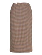 Checked Slit Skirt Skirts Knee-length & Midi Skirts Brown GANT